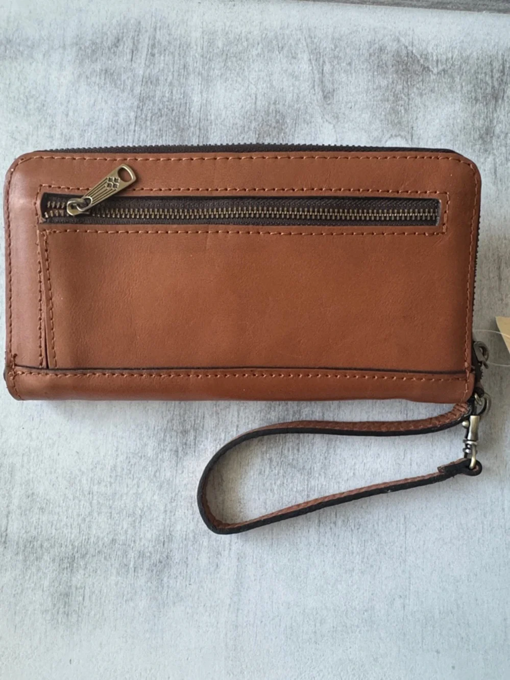 Patricia Nash Vintage Disteress Edeline Leather Large Wristlet Wallet Biscuit
